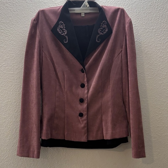 Dress Barn Jackets & Blazers - VINTAGE! Dress Barn Mauve Blazer with Embroidered Collar and skirt set